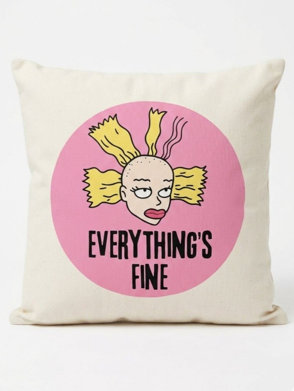 Everything's Fine Pink Graphic Throw Pillow Cover